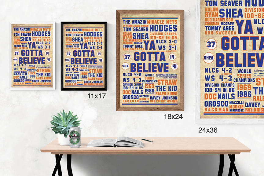 Mets Frame New York Mets- Ya Gotta Believe – LOST DOG Art & Frame