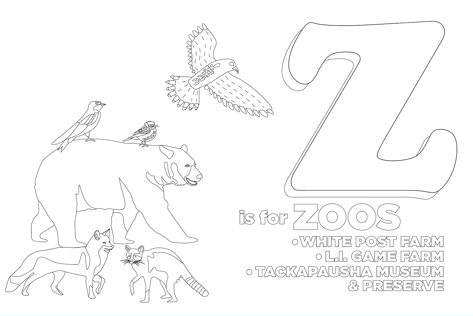 Coloring Pages: ABCs of Long Island – LOST DOG Art & Frame