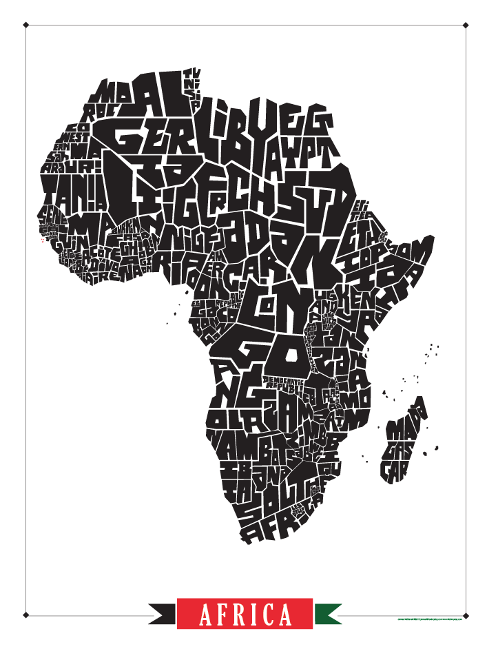 Africa Type Map Poster