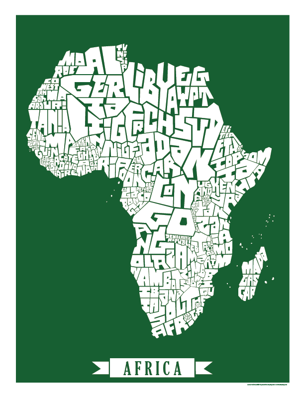 Africa Type Map Poster