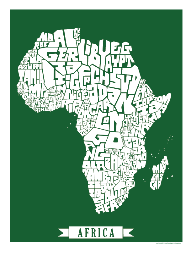 Africa Type Map Poster wholesale