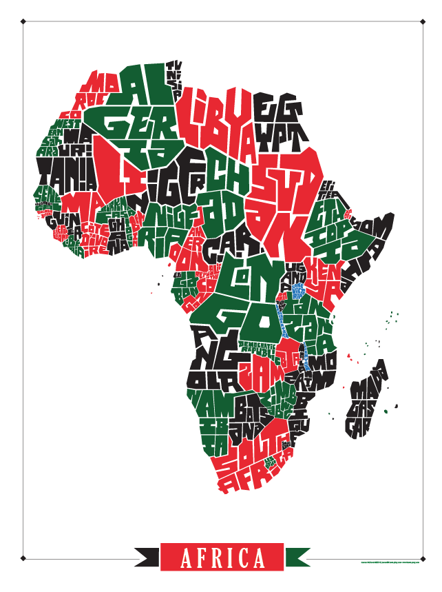 Africa Type Map Poster wholesale