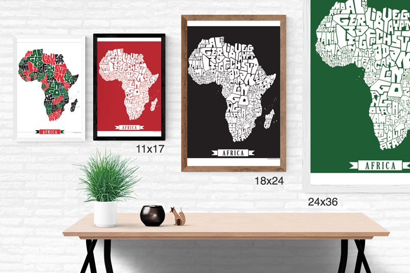 Africa Type Map Poster wholesale