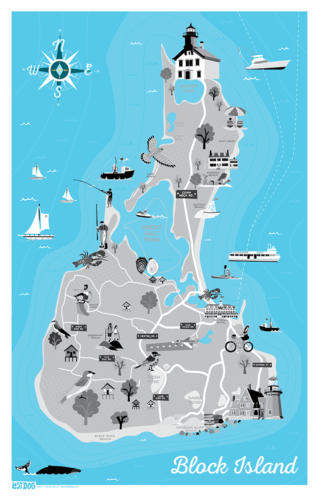 Block Island Illustrated Map