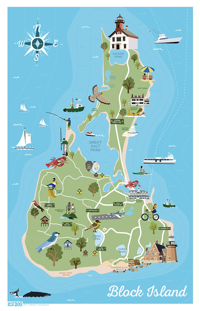 Block Island Illustrated Map