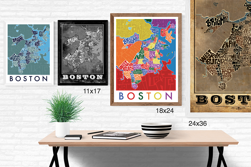 Boston Neighborhood Type Map – LOST DOG Art & Frame