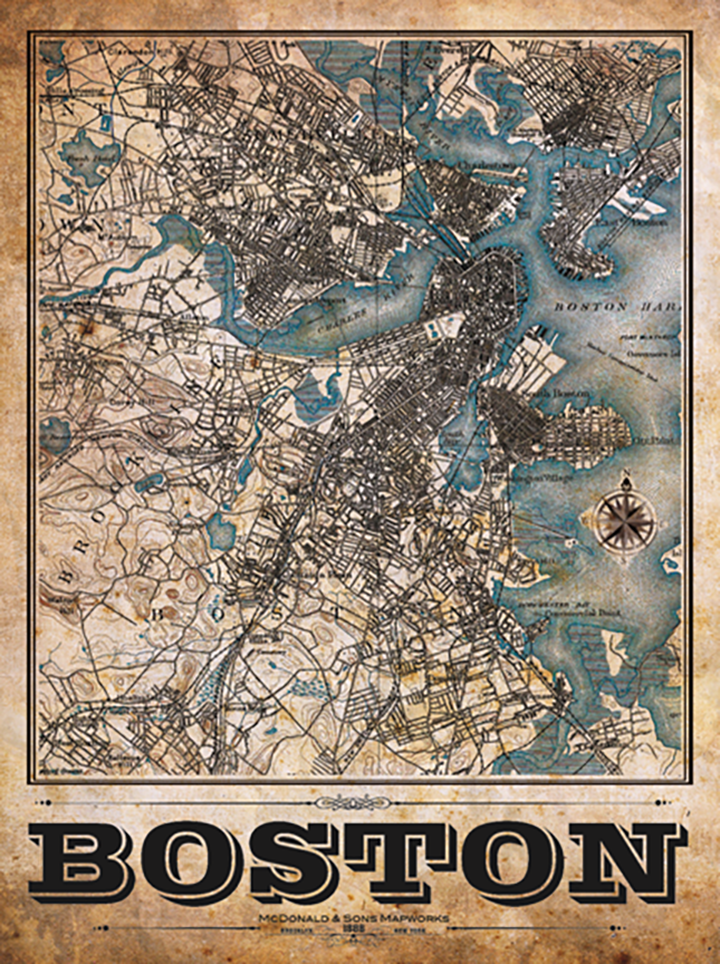 Boston Vintage Remixed Map