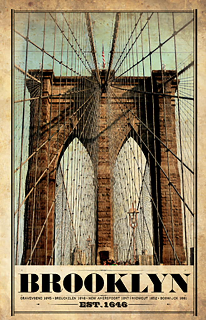 Brooklyn Bridge Vintage Travel Poster