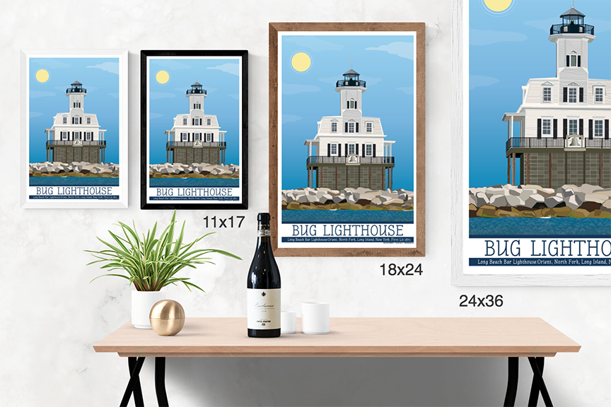 Long Beach Bar "BUG" Light Lighthouse Illustration