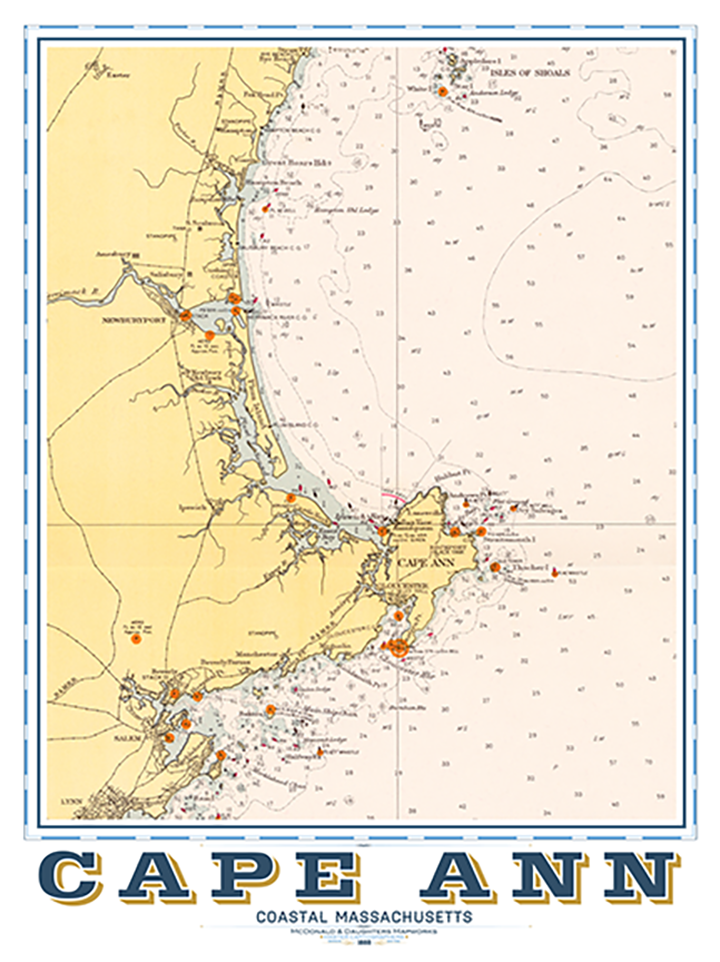 Cape Ann Vintage Nautical Map