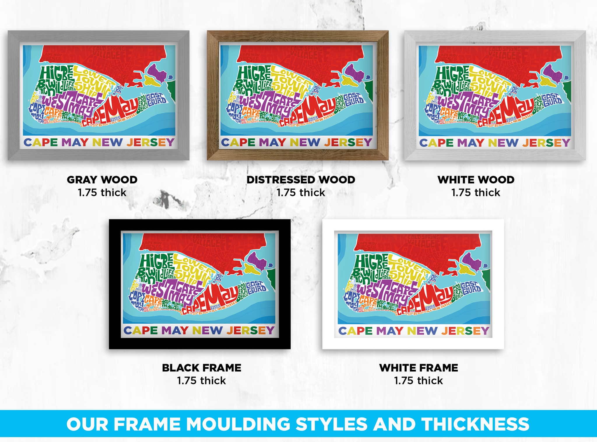 Cape May Type Map – LOST DOG Art & Frame
