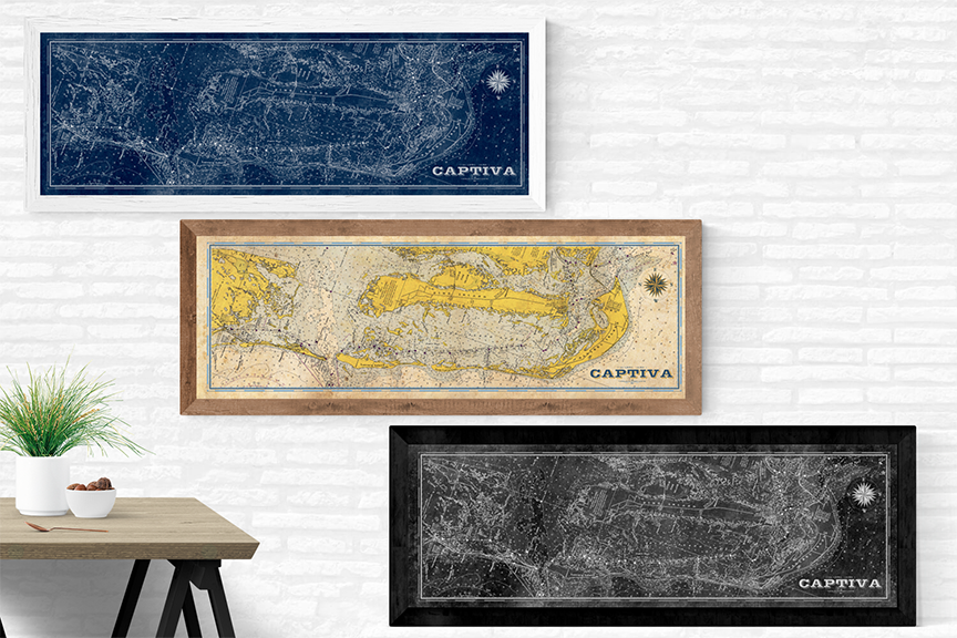 Captiva Island Vintage Nautical Map
