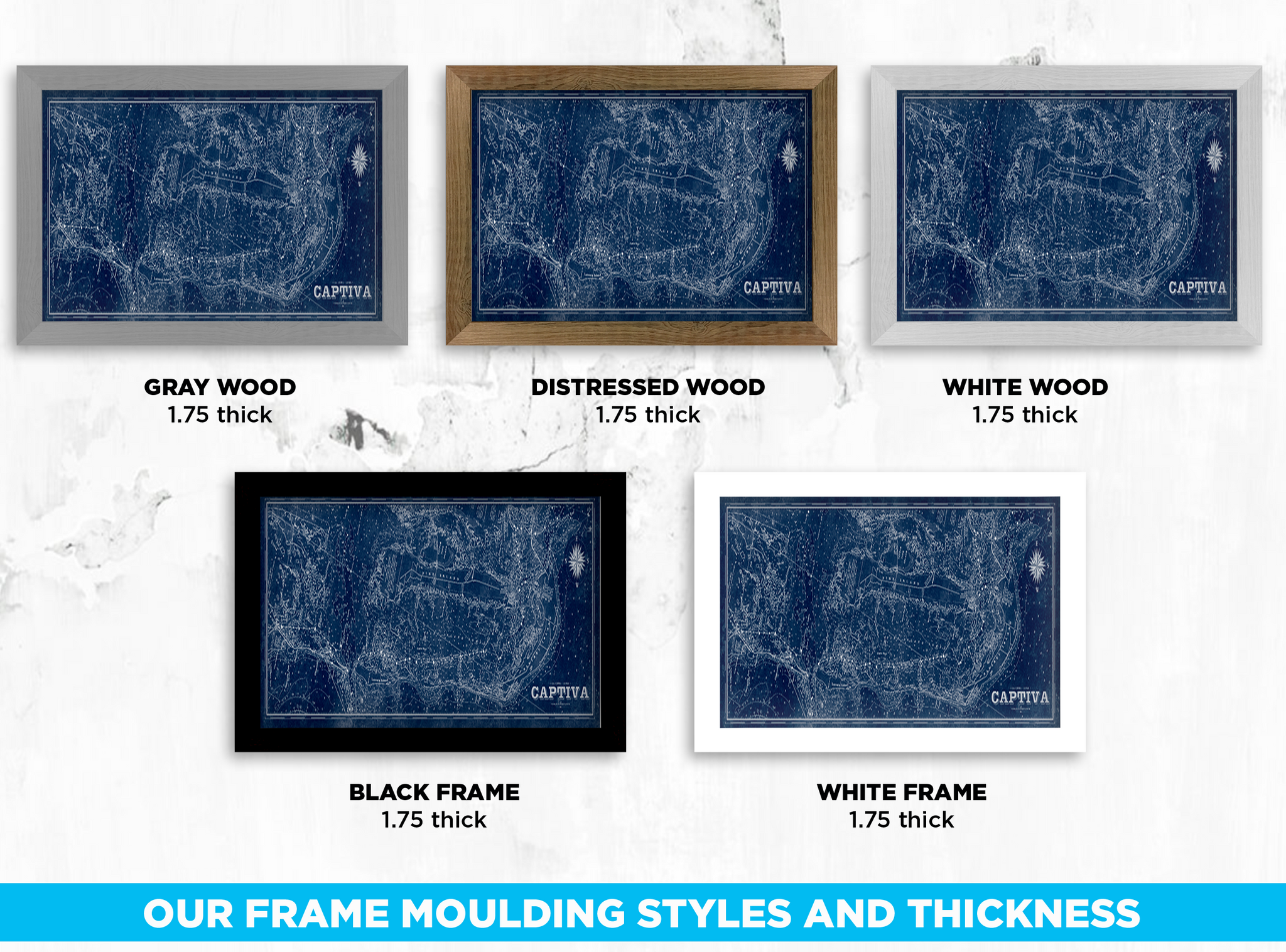Captiva Island Vintage Nautical Map – LOST DOG Art & Frame