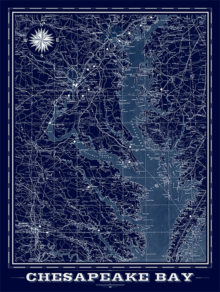 Chesapeake Bay Area Vintage Map