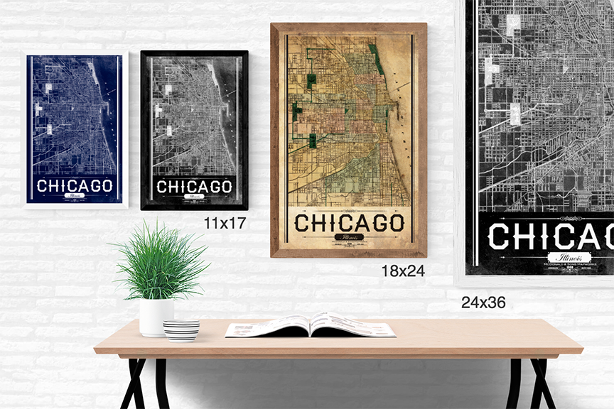 Chicago Vintage Remixed Map