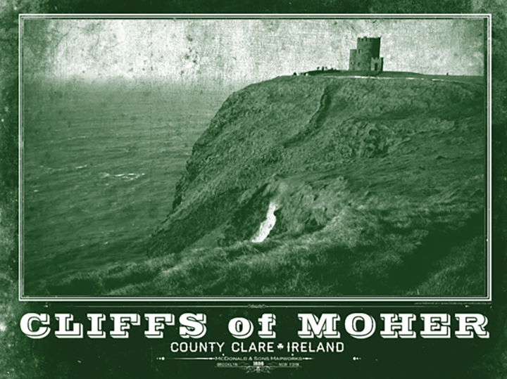 Cliffs of Moher Vintage Travel Poster