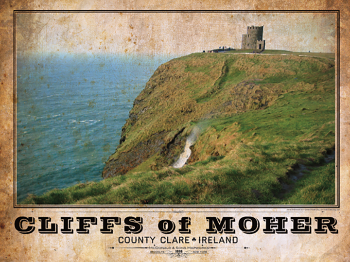 Cliffs of Moher Vintage Travel Poster