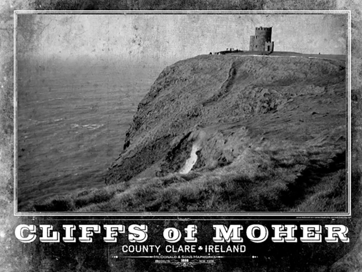 Cliffs of Moher Vintage Travel Poster