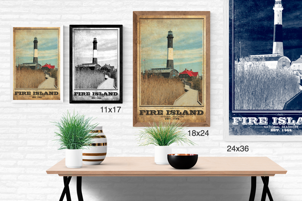 Fire Island Lighthouse Vintage Travel Poster