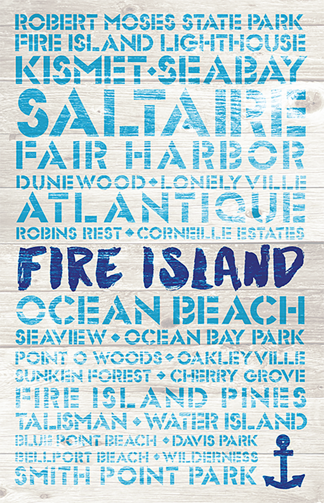 Fire Island Favorite Places Wooden Plank Replica Sign