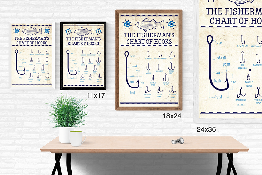 clifford art studio inc newyork fishing hooks Fisherman's Chart of Fishing Boat Wakeboard Tower checklist-Easy Return Policy Oz:4