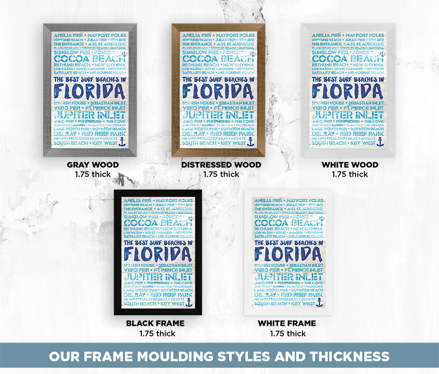 Florida Beaches Wooden Plank Replica Sign – LOST DOG Art &amp; Frame