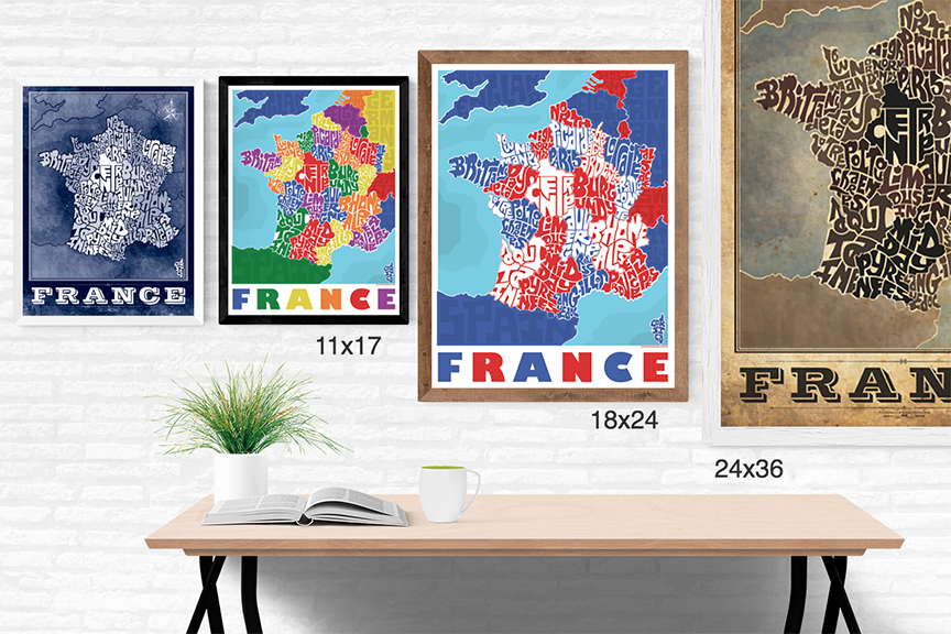 France Province Typography Map