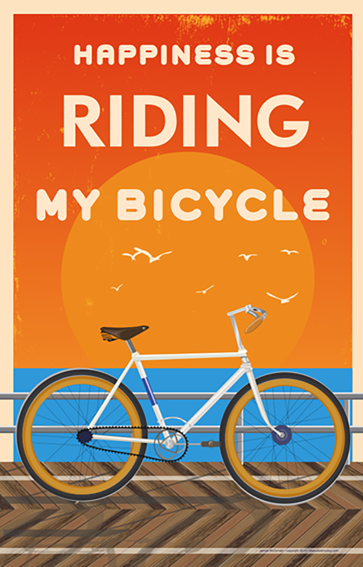 Happiness Is Riding My Bike Boardwalk LOST DOG Art Frame