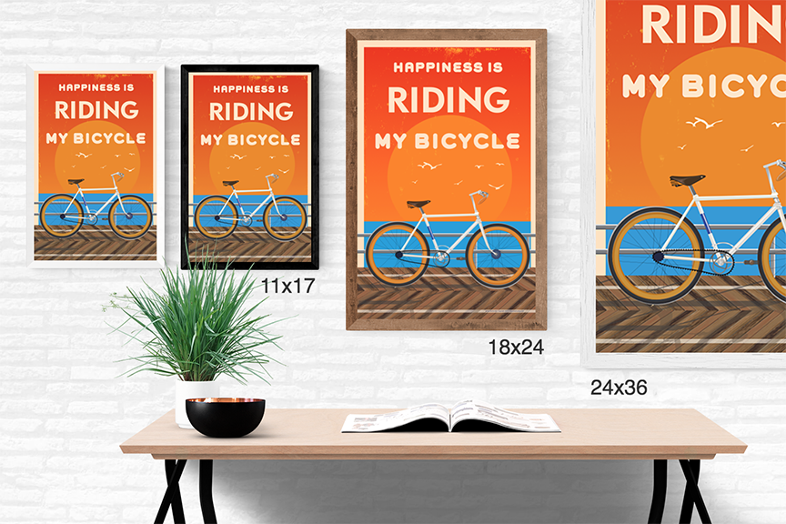 Happiness Is Riding My Bike – Boardwalk – LOST DOG Art & Frame