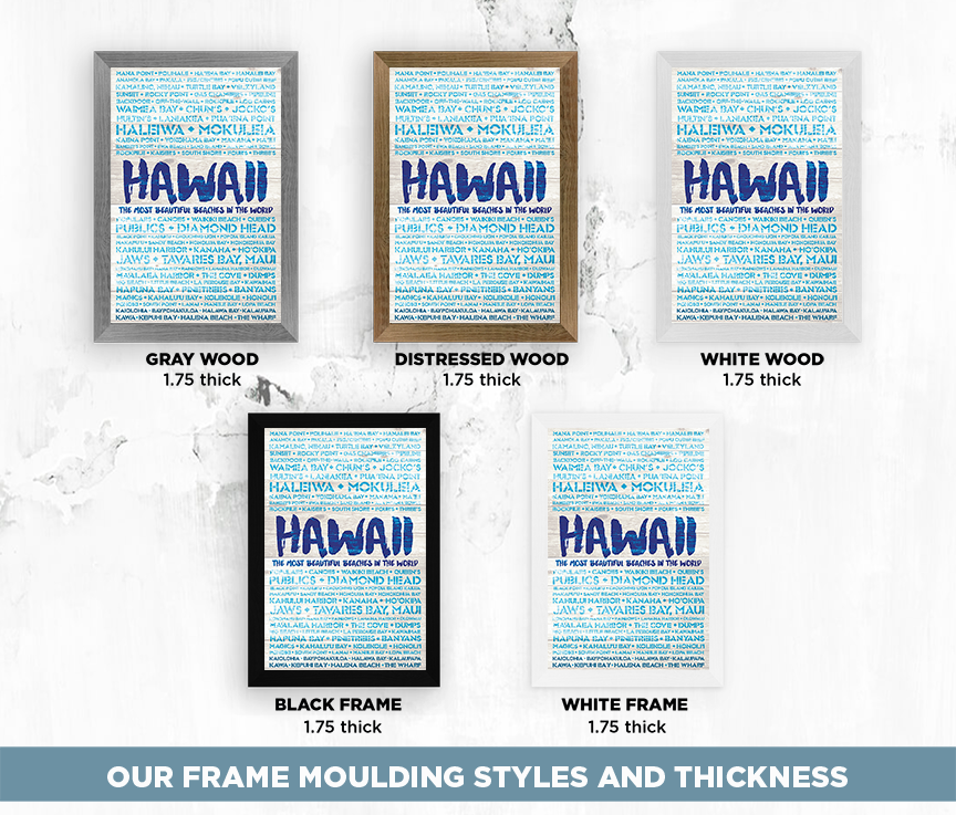 Hawaii Beaches Wooden Plank Replica Signs