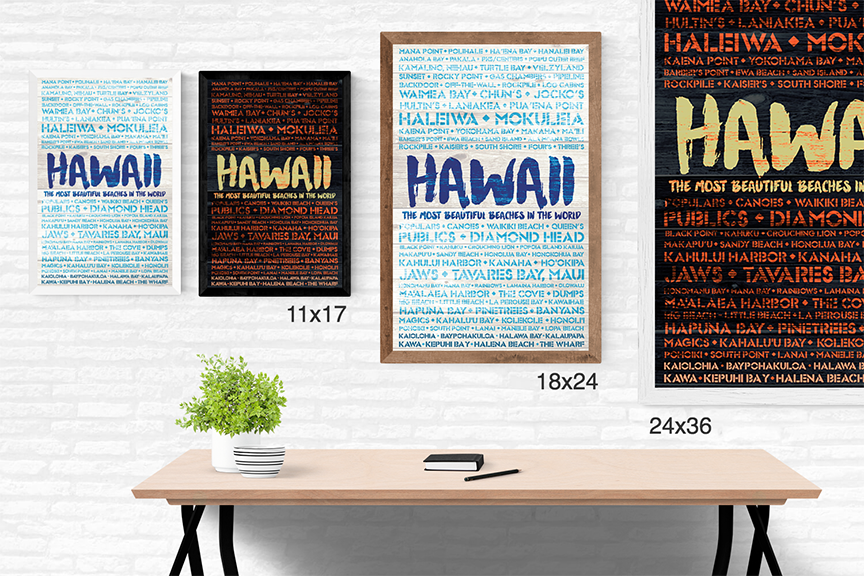 Hawaii Beaches Wooden Plank Replica Signs