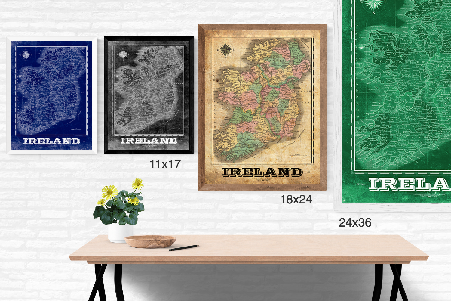 Ireland Vintage Remixed Map – LOST DOG Art & Frame