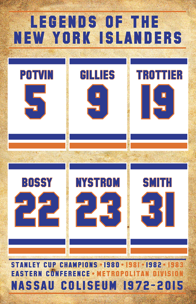 Islanders retired numbers vintage poster