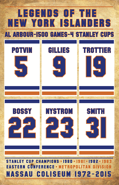 Islanders retired numbers vintage poster