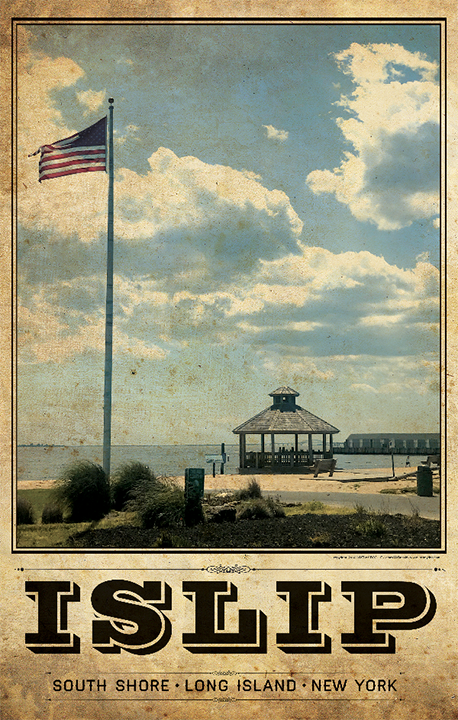 Islip Bay Beach Vintage Travel Poster