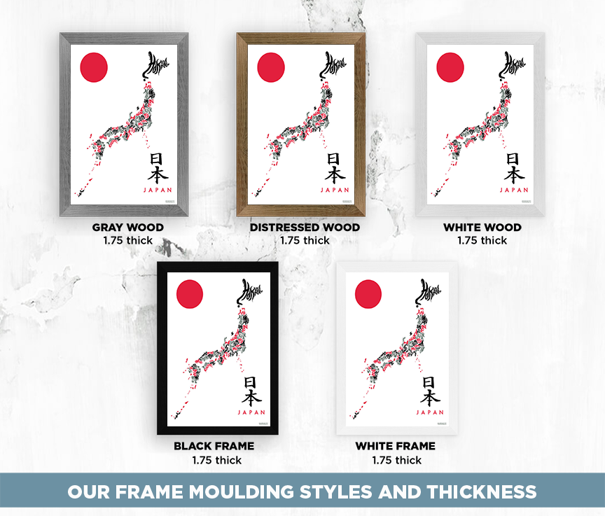 Japan Type Map – LOST DOG Art & Frame