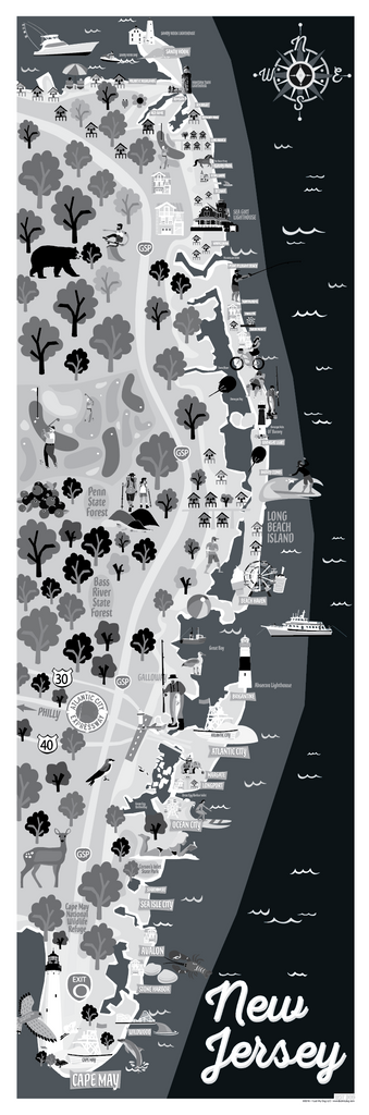 Jersey Shore Illustrated Map