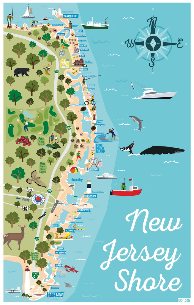 Jersey Shore Illustrated Map