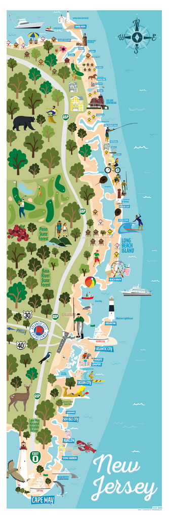 Jersey Shore Illustrated Map
