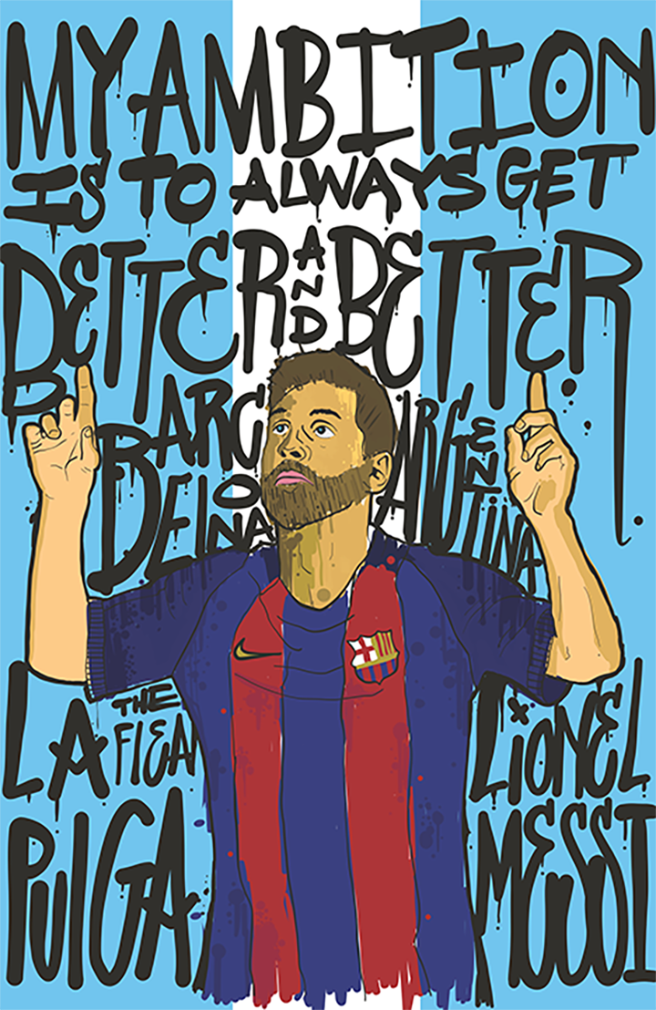 Poster Sur Toile Lionel Messi Soccer Superstar - 38x43 Cm, Décoration Murale Sans Cadre