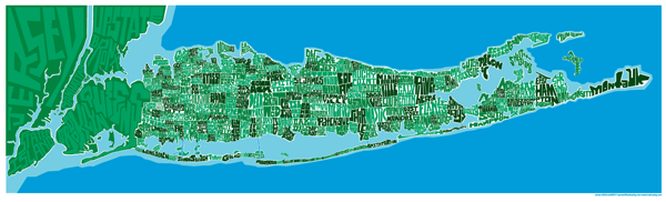 Long Island Towns Typography Map