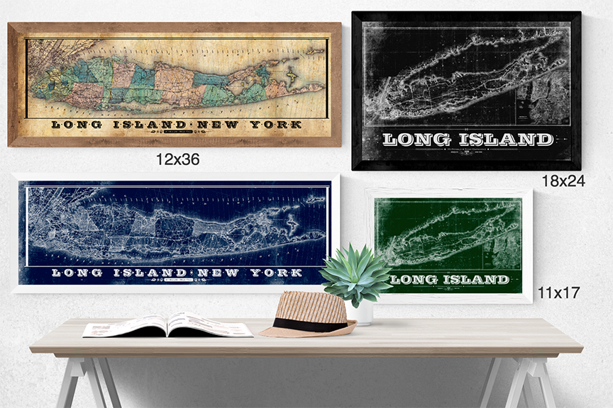 Long Island Vintage Remixed Map