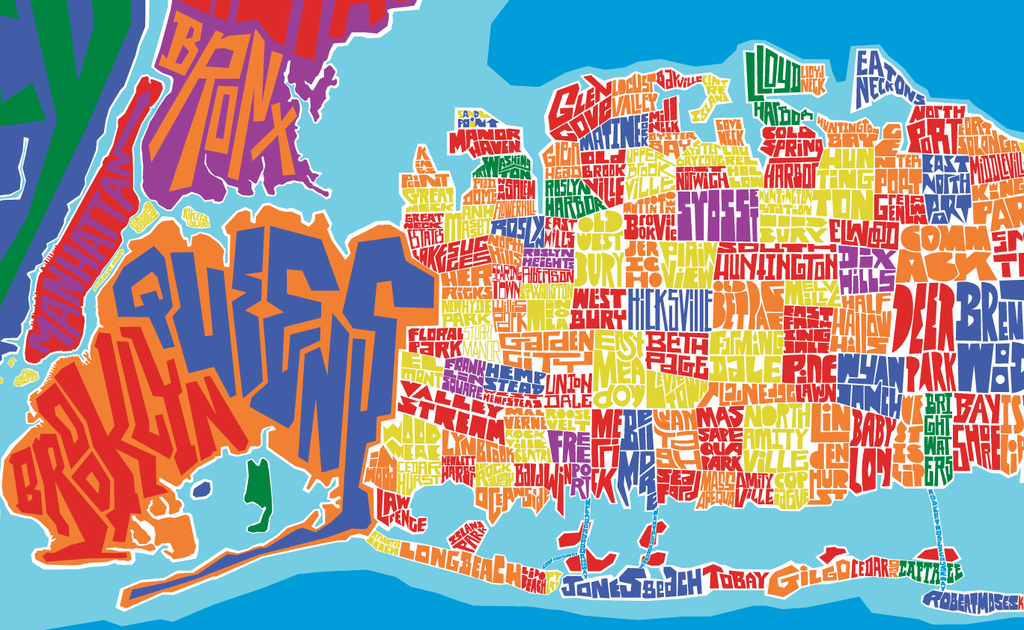 Long Island Towns Typography Map