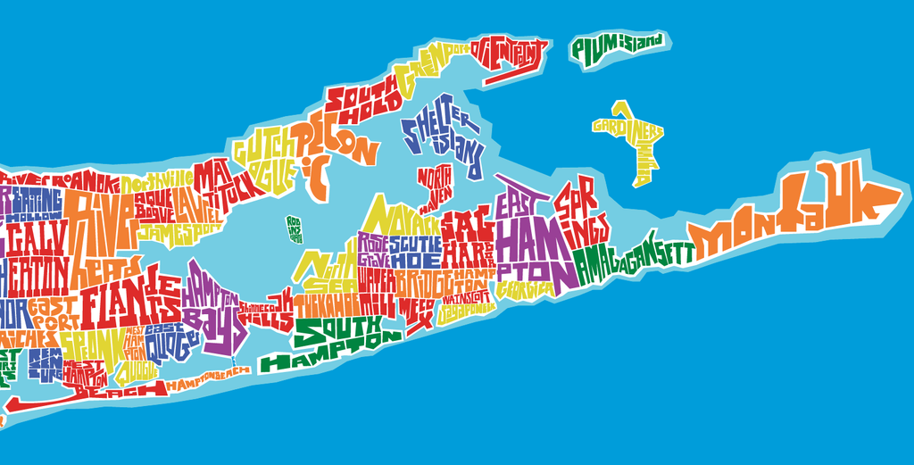 Long Island Towns Typography Map