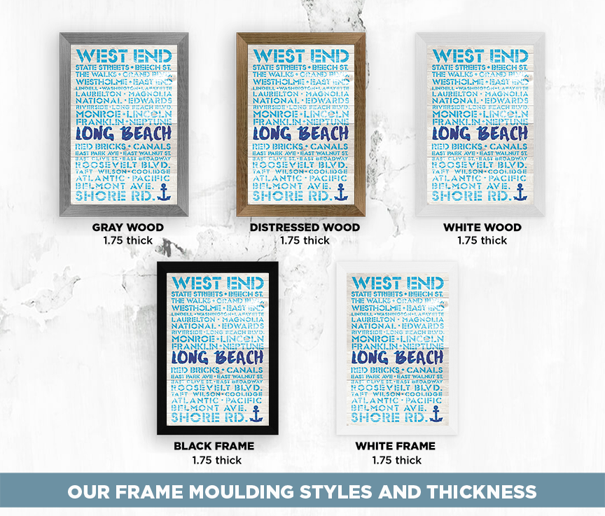 Long Beach Surf Spots and Neighborhoods Wooden Sign