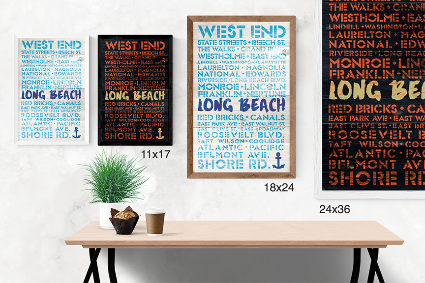 Long Beach Surf Spots and Neighborhoods Wooden Sign