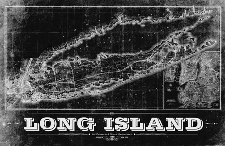 Long Island Vintage Remixed Map