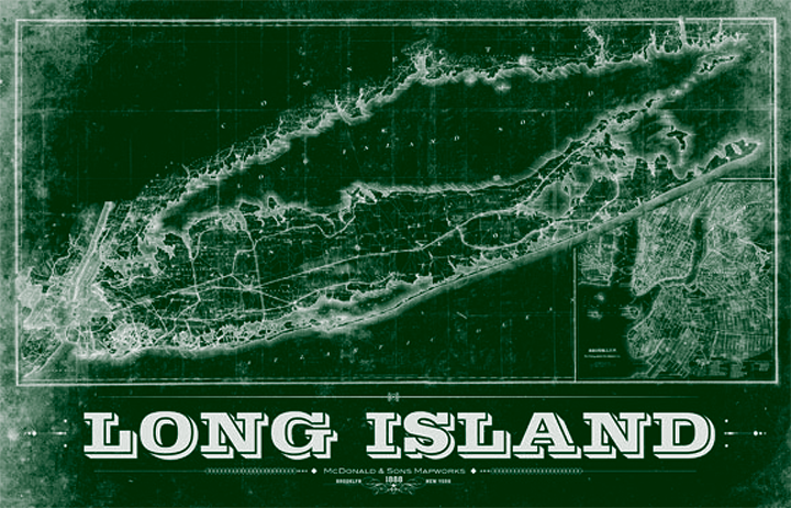 Long Island Vintage Remixed Map