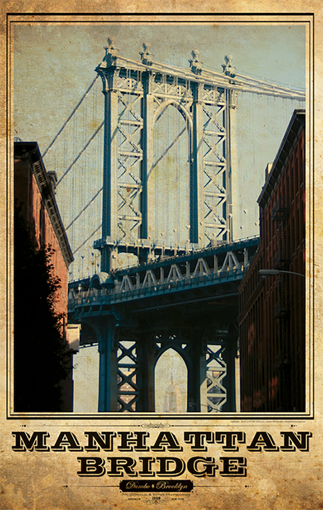 Manhattan Bridge Vintage Travel Poster