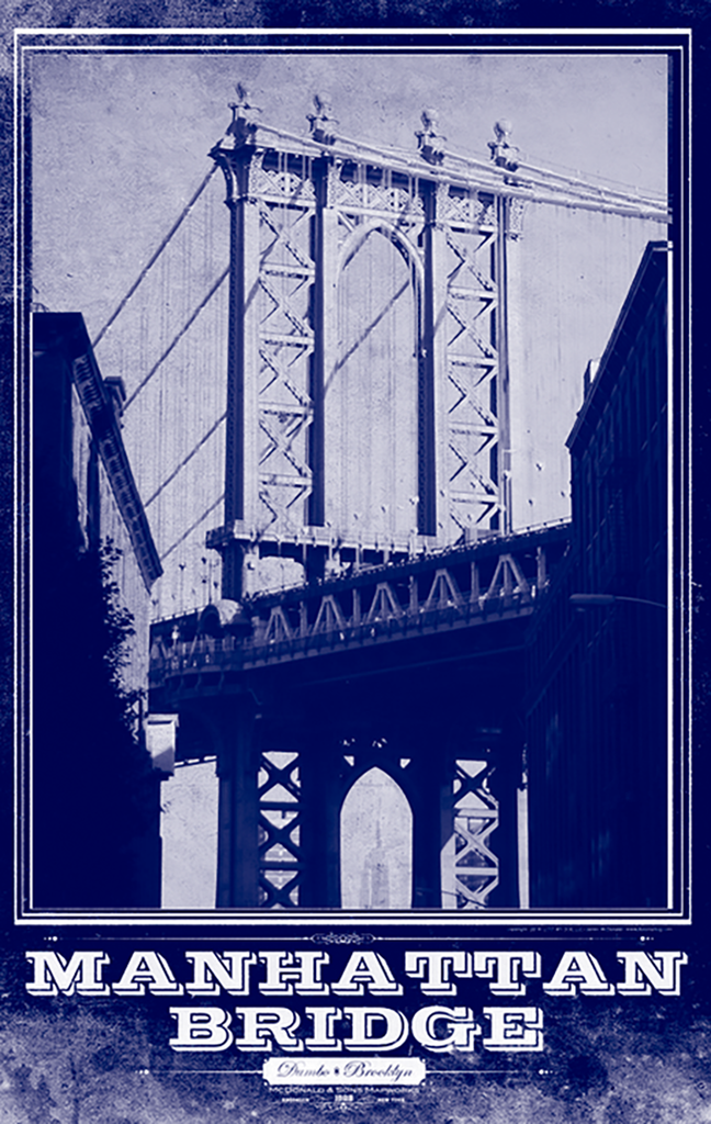 Manhattan Bridge Vintage Travel Poster